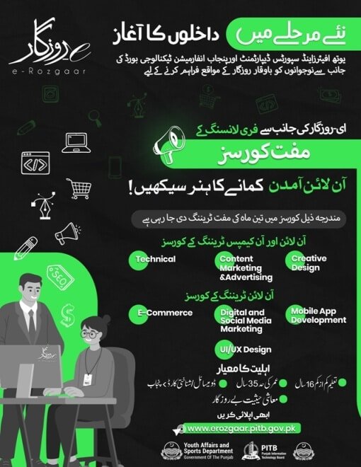 E-ROZGAR TRAINING PROGRAM 2022 ADMISSIONS ANNOUNCED BY PITB