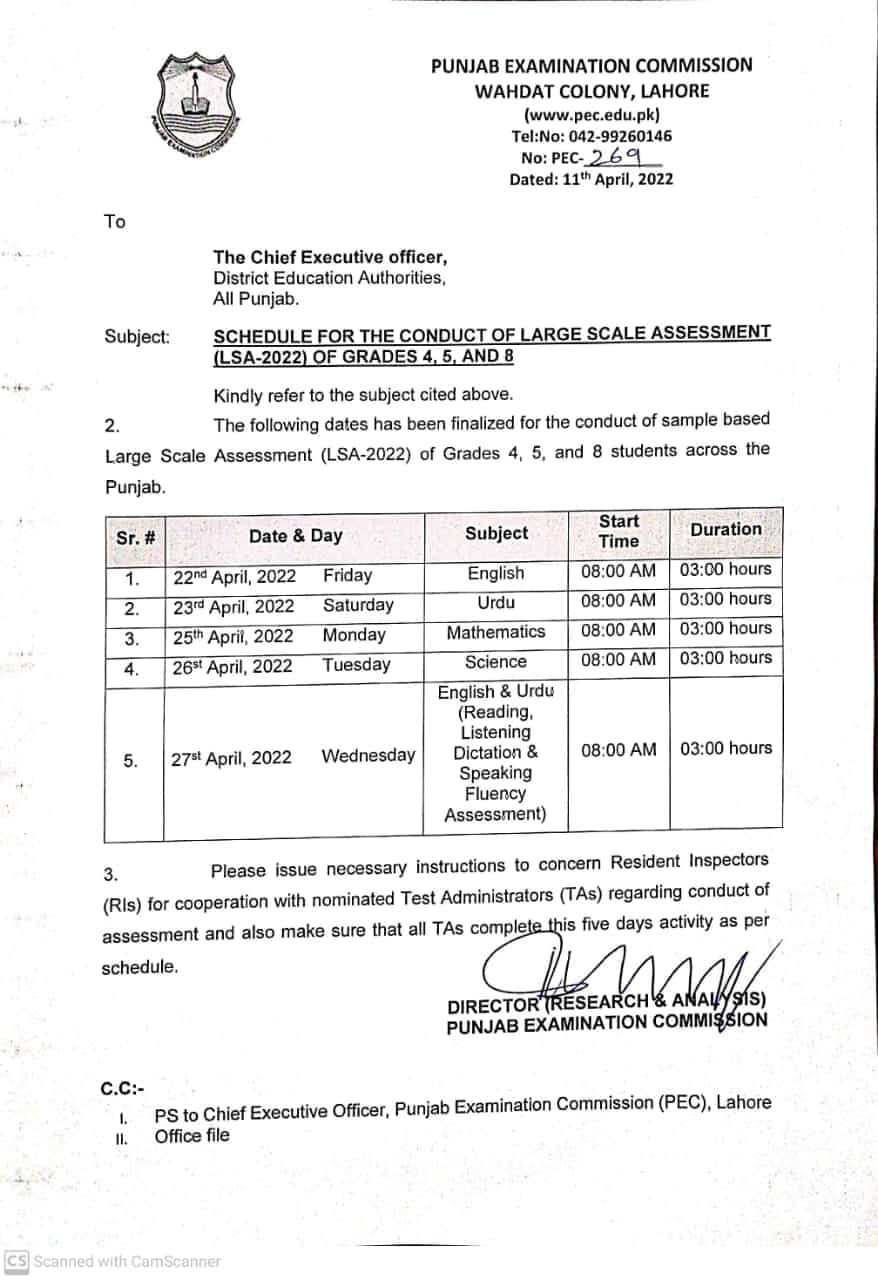 LARGE SCALE ASSESSMENT