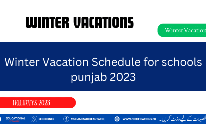 Winter Vacation Schedule for schools punjab 2023