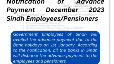 Notification of Advance Payment December 2023 Sindh Employees/Pensioners