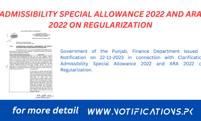 Clarification Admissibility Special Allowance 2022 and ARA 2022 on Regularization